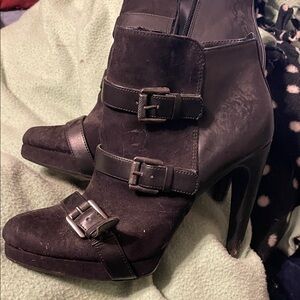 Sam & Libby Black Heeled Buckle Boots